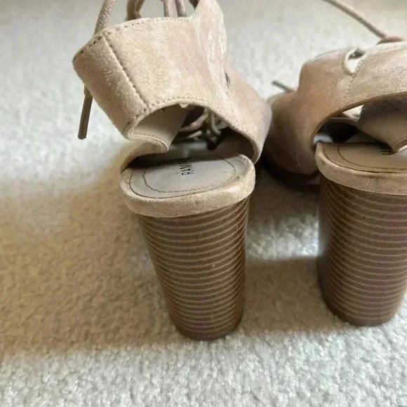 tan suede lace up heels - Picture 3 of 4